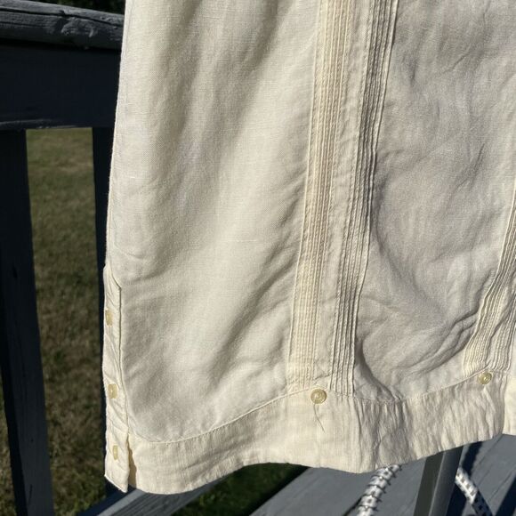 Cubavera Ivory Linen Rayon Brown Embroidery Floral Pattern Decor Size M - Picture 9 of 11